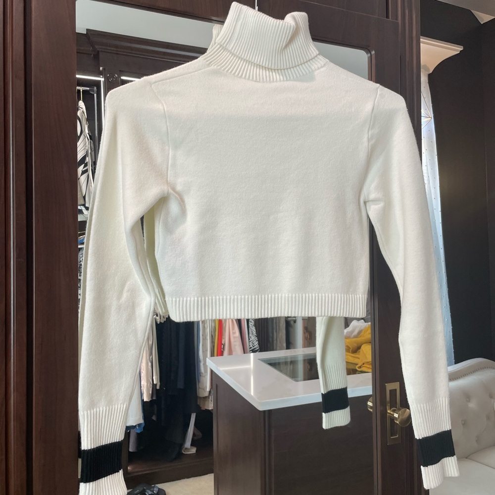 Zara Black and White Cowl Neck Sweater with Cropped Fit
